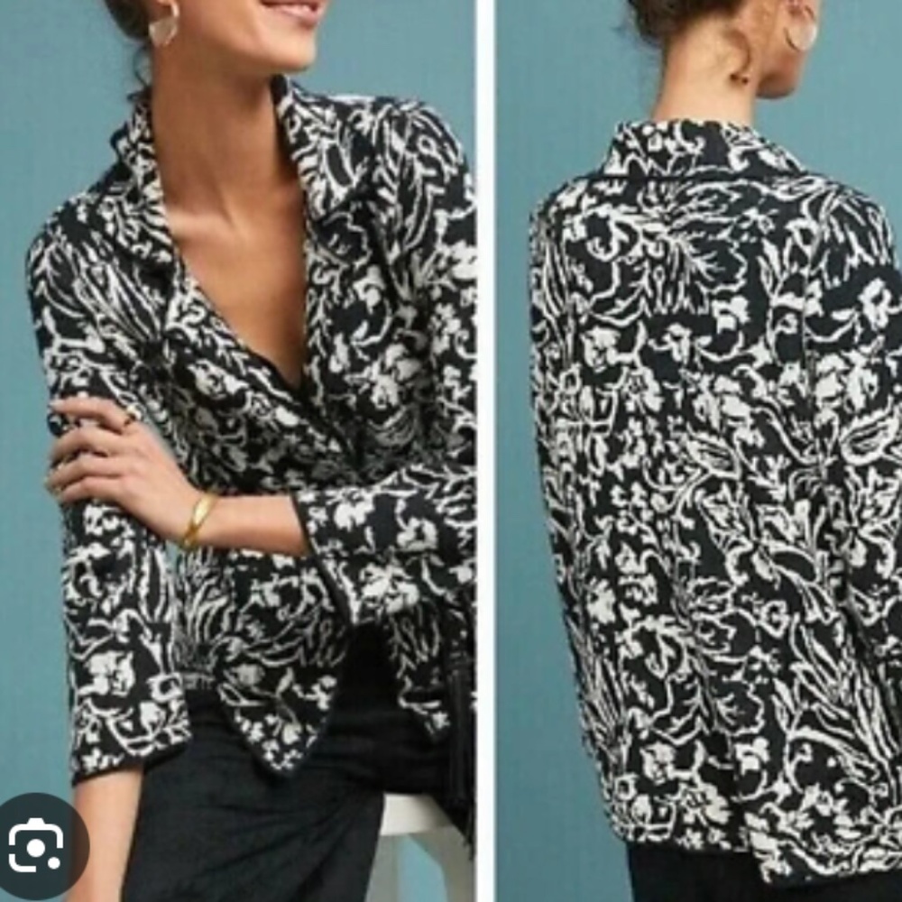 Anthropologie ett:twa intarsia reversible cardigan blazer, XS. CB2134